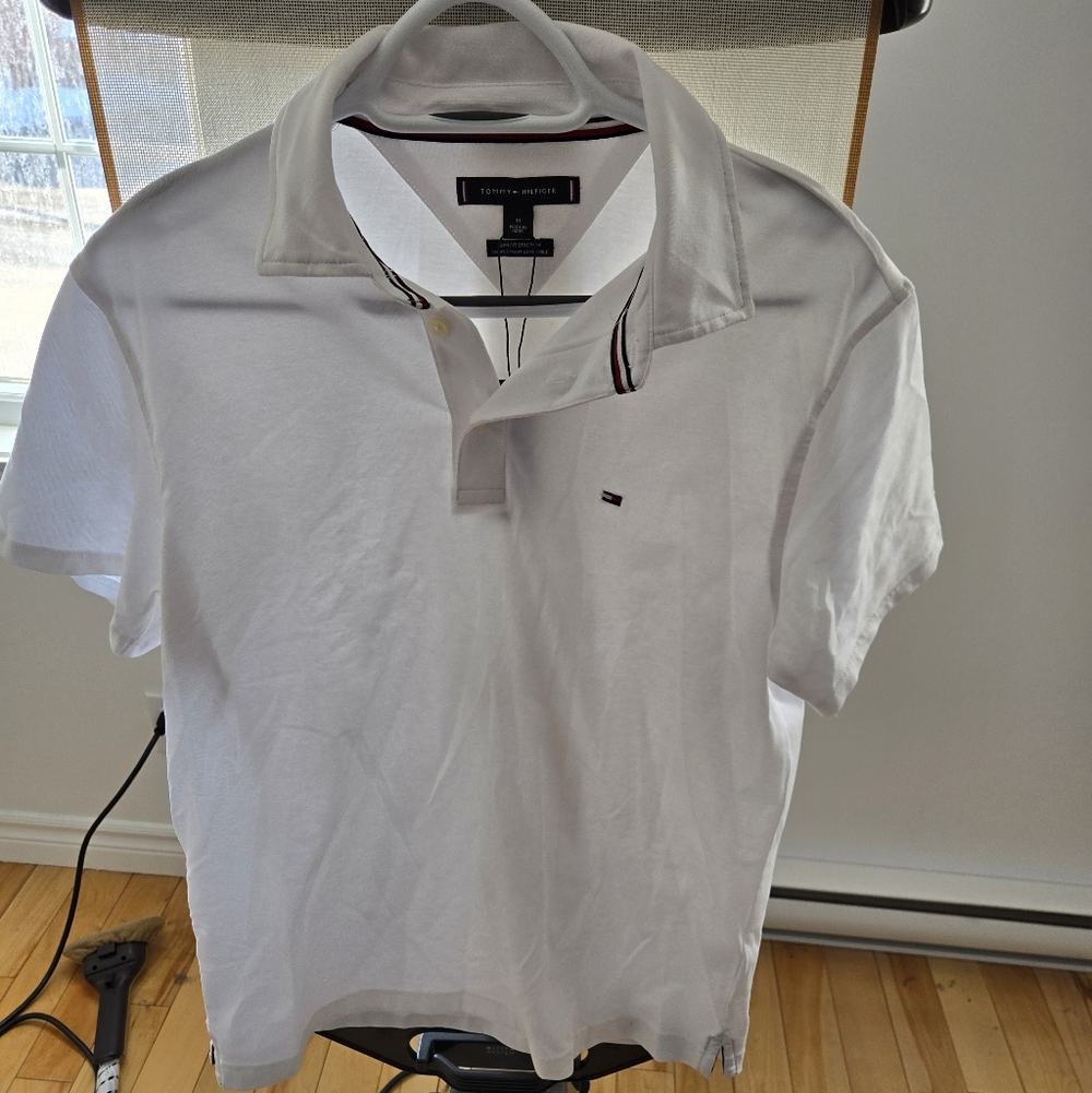 Tommy Hilfiger Men's White Polo Shirt Sz MEDIUM